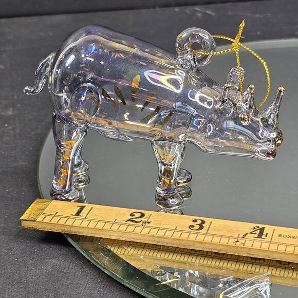 Christmas Ornament Rhino Rhinoceros Figurine Blown Glass Handmade Germany - Picture 12 of 13